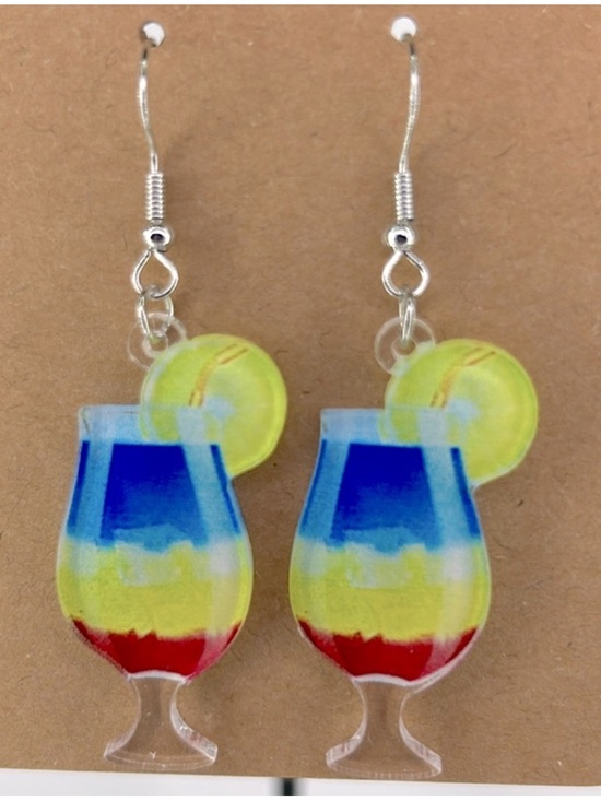 Fashion Jewelry Jewelry - Summer Beverage Fun Dangle Earrings 2D Acrylic Fashion Jewelry